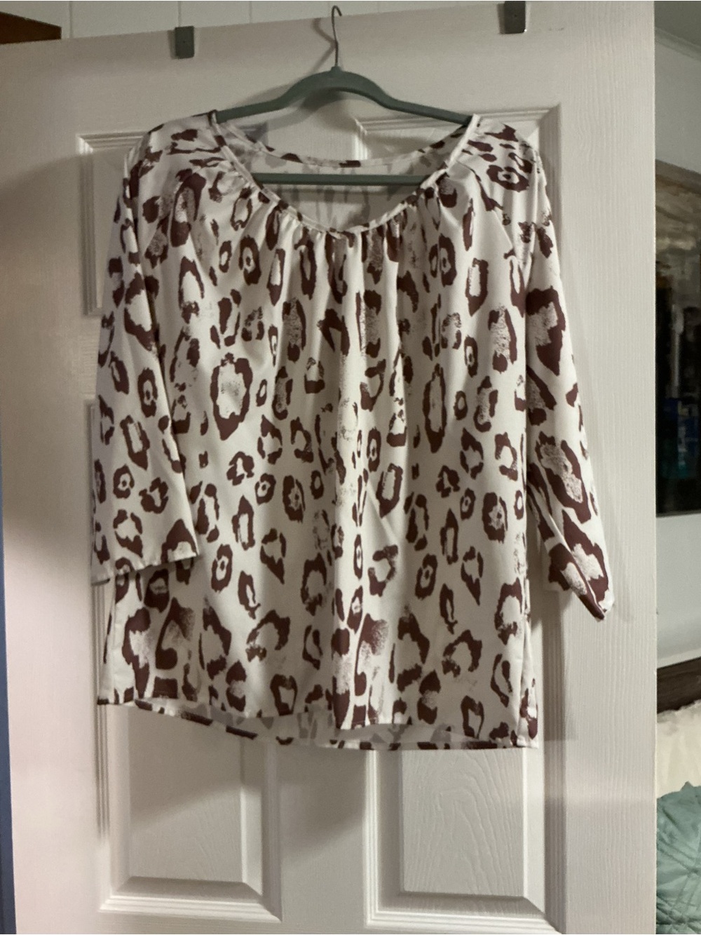 Women's Cream Leopard-Print Blouse